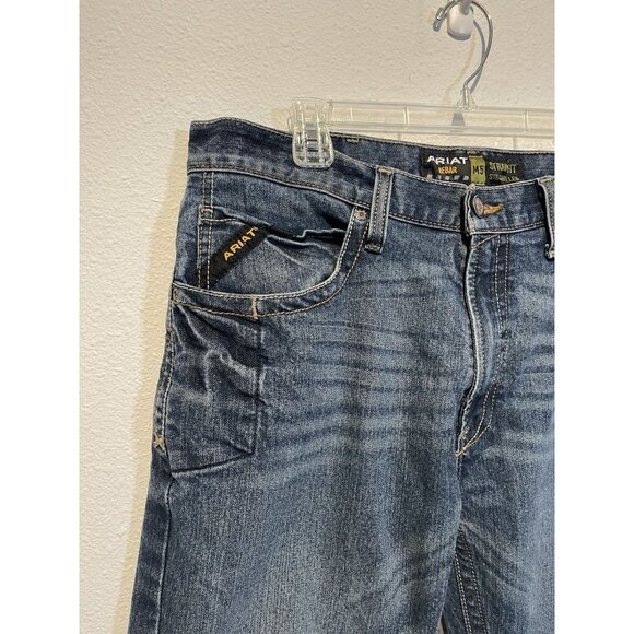Ariat Mens Rebar M5 Straight Western Blue Jeans Med Rise Mens Size 36/32 *Flaw - Picture 3 of 12